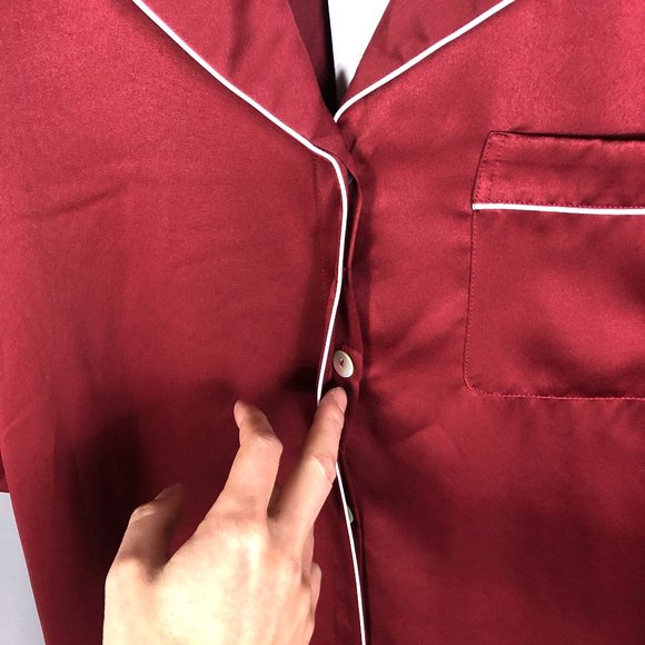 BED TO BRUNCH Satin Embroidered Rose Sleep Shirt Dress Size Small - Picture 7 of 10